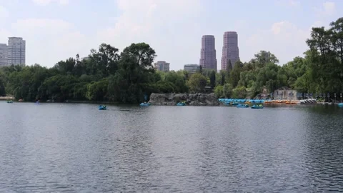 Chapultepec lake with the forest in the background Stock Footage 157744702
