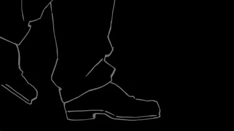 Character 1 Walking Cycle Line Art Loop on Black Background Stock Footage 345583476
