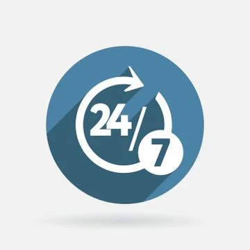 Character 24 7. circle blue icon with shadow. Stock Illustration