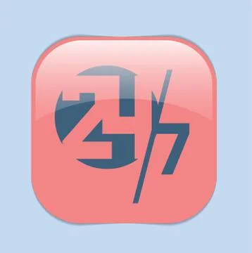 Character 24 7. open 24 hours a day and 7 days a week icons Stock Illustration