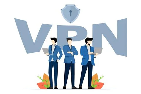 Character accessing sites using VPN service to bypass blocking and unblocking イラスト素材