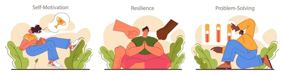 Character adaptability and flexibility set. Quick respond to changes Stock Illustration