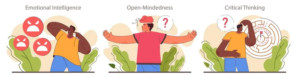 Character adaptability and flexibility set. Quick respond to changes Stock Illustration