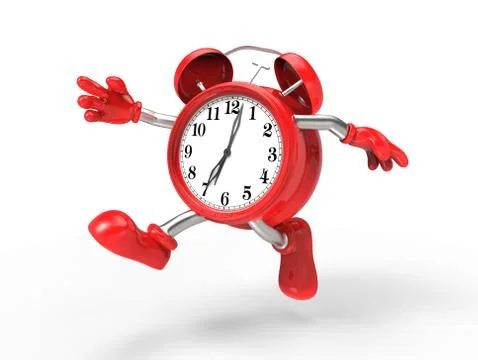 Character alarm clock run Stock Illustration
