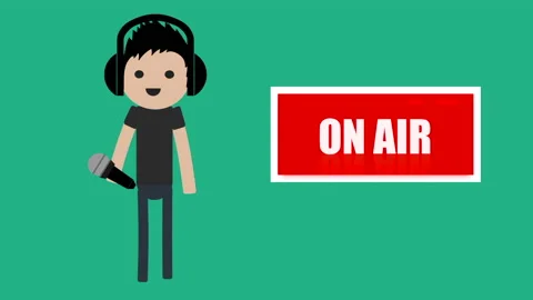 Character animation speaking with microphone Stock Footage 135916227