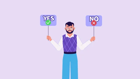 Character animation, Yes or No dilemma. Choice hesitation, doubt, decision Stock Footage 262856859