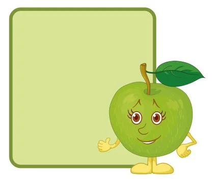 Character apple and poster Stock Illustration