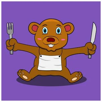 A Character Bear Do Ready For Eat Stock Illustration