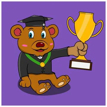 A Character Bear With Graduation Custome Stock Illustration