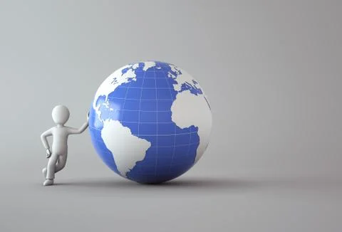 Character with blue globe Stock-Illustration