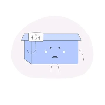 Character box stand with a 404 error sign. Page not found, connection error Stock Illustration