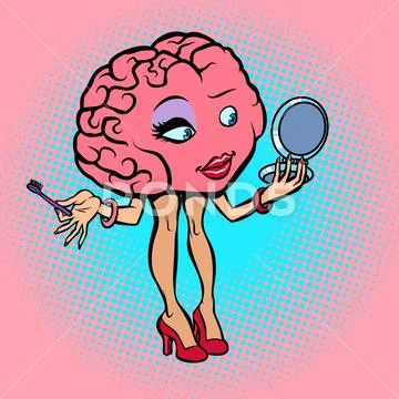 Character brain woman makeup eyelash Stock Illustration