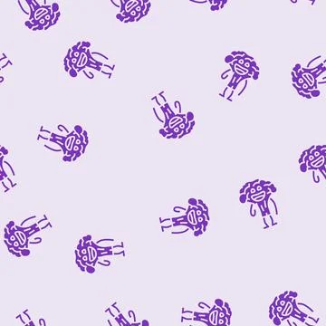 Character broccoli glyph seamless pattern イラスト素材