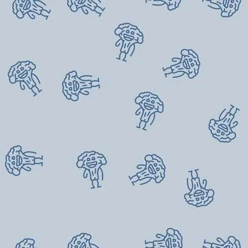 Character broccoli line seamless pattern Stock Illustration