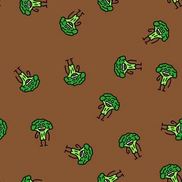 Character broccoli vector seamless pattern Stock Illustration