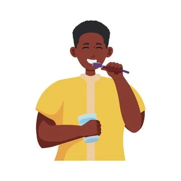 Character brushing teeths Stock Illustration