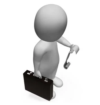 Character Businessman Indicates To Do List And Bills 3d Rendering Illustrazione stock
