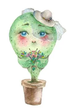 Character cactus bride Stock Illustration