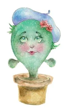 Character cactus in pot Stock Illustration