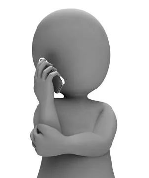 Character Calling Indicates Messages Chatting And Mobile 3d Rendering 스톡 일러스트