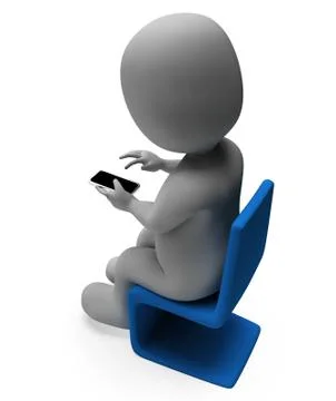 Character Calling Shows Cellphone Render And Smartphone 3d Rendering 스톡 일러스트