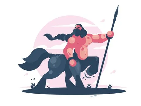 Character centaur with spear Stock Illustration