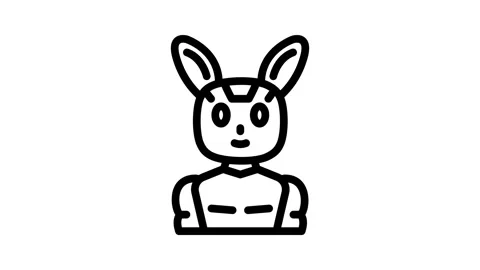 Character chat bot line icon animation Stockbeeldmateriaal 326765086
