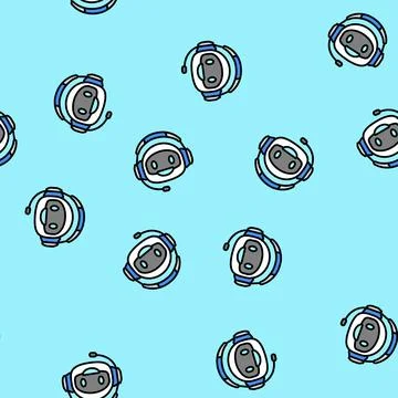 Character chat bot vector seamless pattern Stock Illustration