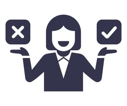 The character chooses either yes or no. icon with answer options. 스톡 일러스트