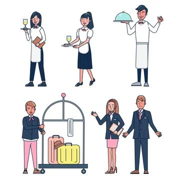 Character collection of catering big set isolated flat vector illustration Stock Illustration
