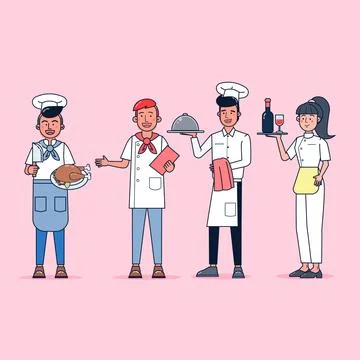 Character collection of cook big set isolated flat vector illustration Stock Illustration