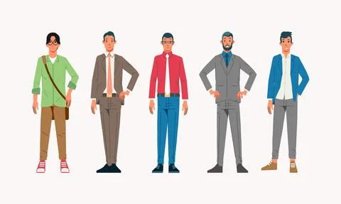 Character collection of office worker style outfit with different age, outfit Illustrazione stock
