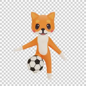 Character corgi playing soccer Stock Illustration