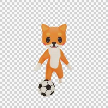 Character corgi playing soccer Stock Illustration