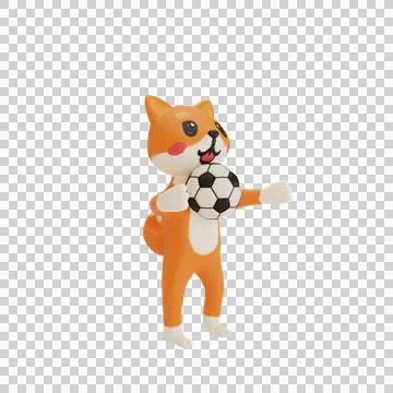 Character corgi playing soccer Stock Illustration
