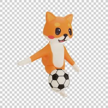 Character corgi playing soccer Stock Illustration