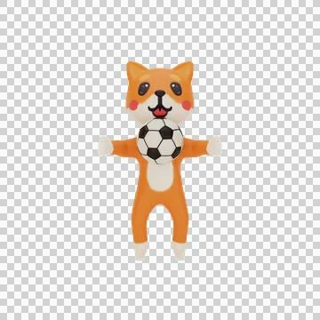 Character corgi playing soccer Stock Illustration
