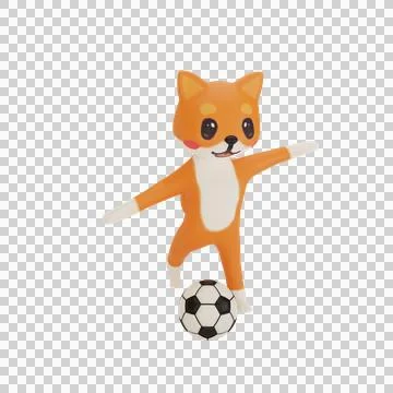 Character corgi playing soccer Stock Illustration