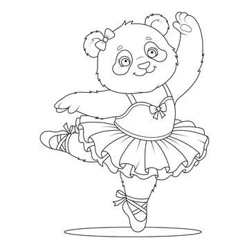 Character cute bear dance dress adorable vector page ballet dancer panda co.. Stock-Illustration