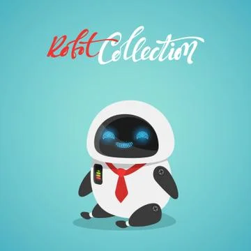 Character cute in flat style. Funny cartoon robot Stock Illustration