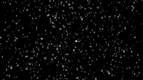 Character data code falling down on black background Stock Footage 341561491