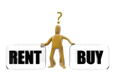 Character deciding whether to buy or rent Stock Illustration