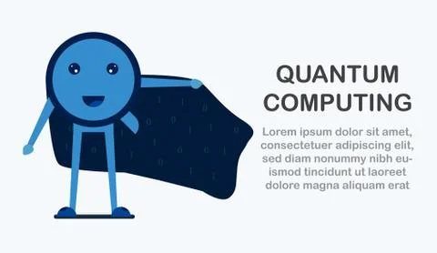 Character design in concept of Quantum Computing. Vector illustration about f Illustrazione stock