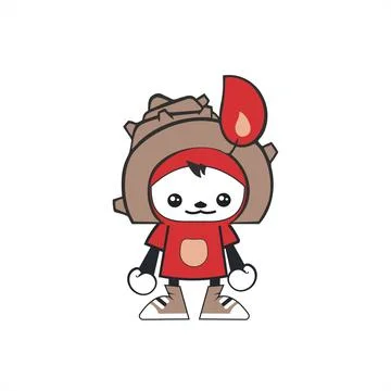 Character design to fire wire chubby boy icon and company mascot Illustrazione stock