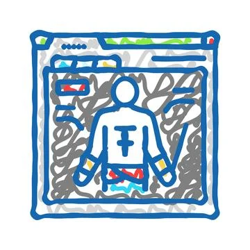 Character design game development icon doodle illustration Stock Illustration