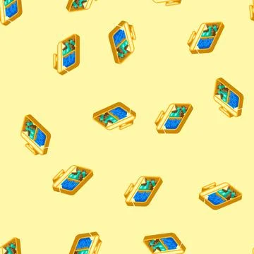 Character design game development isometric icon seamless pattern Stock Illustration