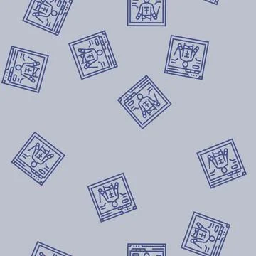 Character design game development line seamless pattern Stock Illustration
