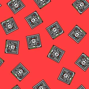 Character design game development vector seamless pattern Stock Illustration
