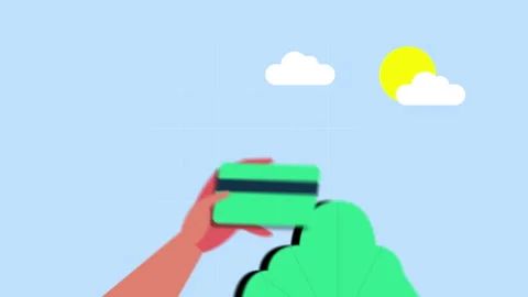 Character Doing Online Shopping With Internet Bank Cards Stock Footage 285843156
