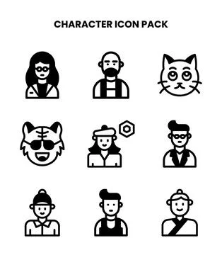 Character DuoTone Collection Icons Pack Stock Illustration